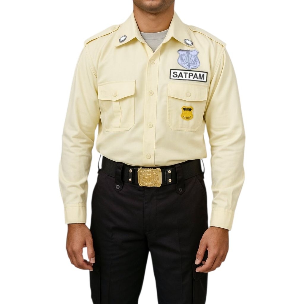 Seragam Security Krem Kemeja PDL PDH Satpam American Drill Premium