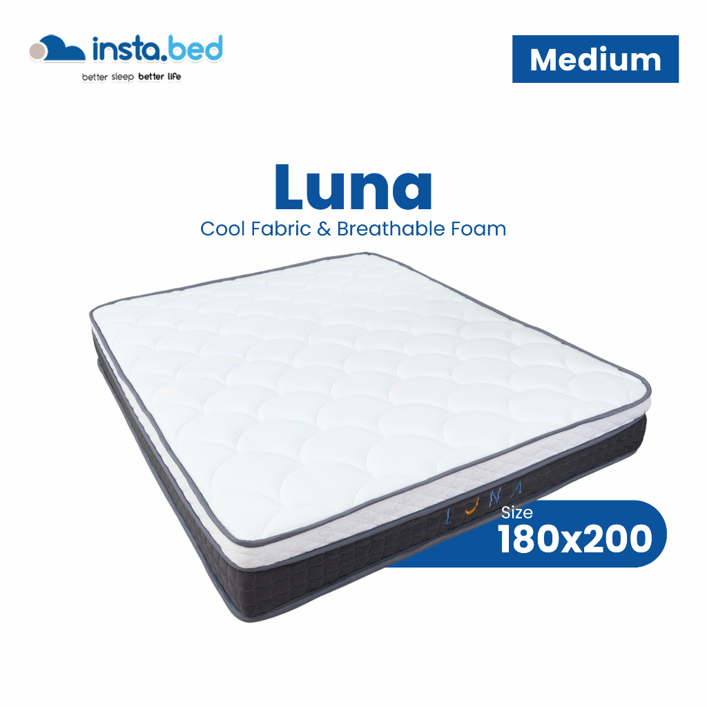 INSTABED Luna Kasur Vacuum Tebal 27 cm | 180x200 | Matress Spring Bed in box free pillow | Foam Enca