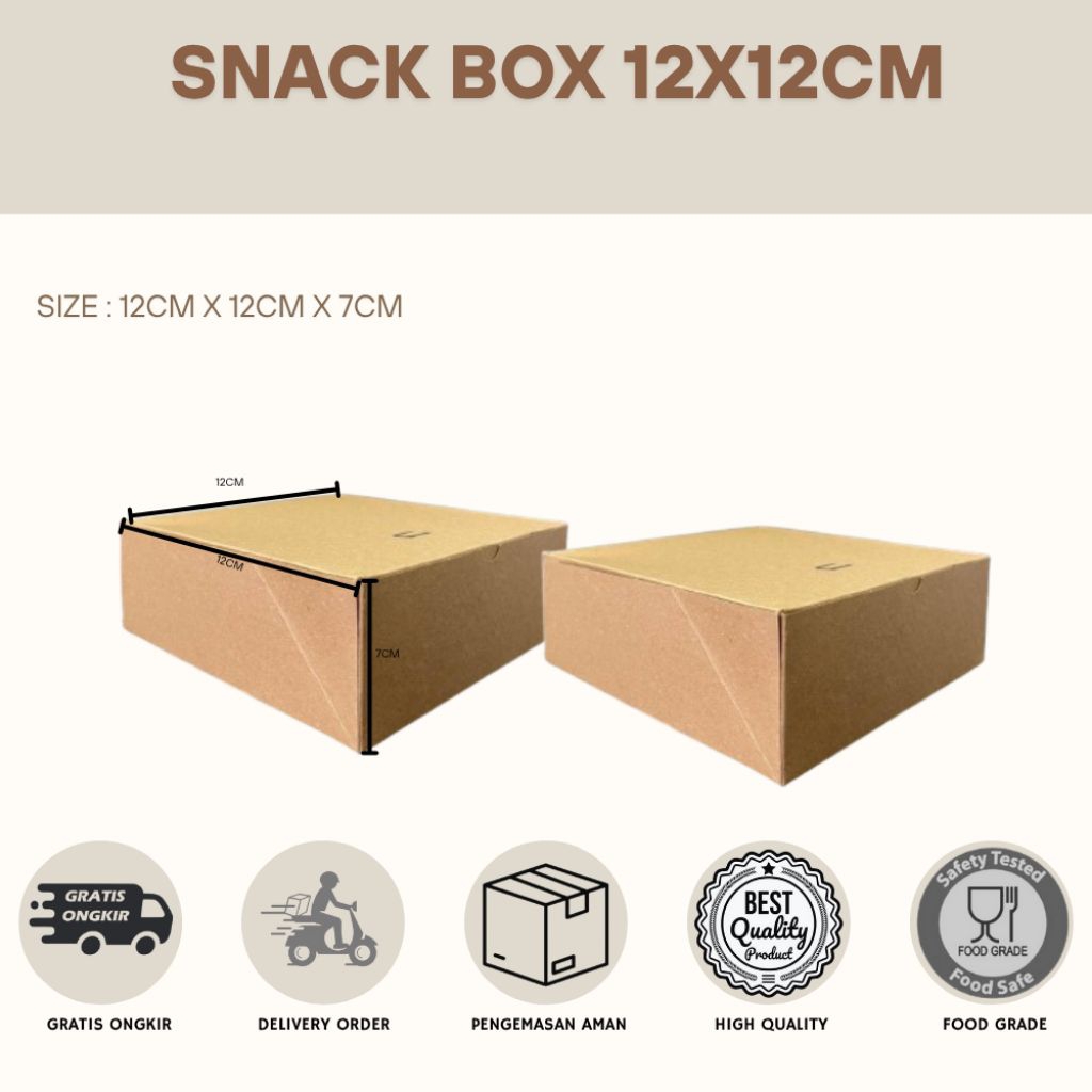 

DUS SNACK CRAFT 12 - KOTAK KUE CRAFT POLOS - UKURAN 12X12X7CM