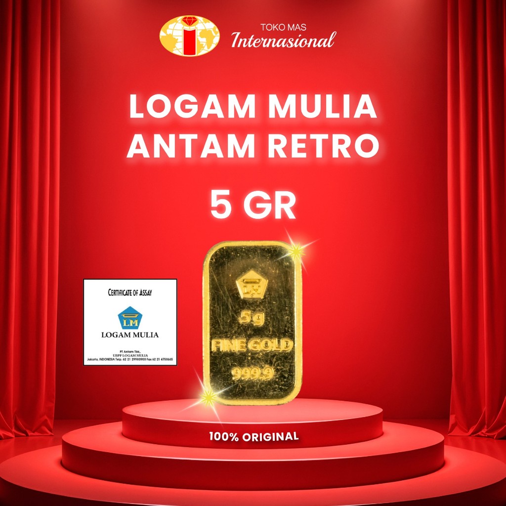 Logam Mulia LM 5gr 5g 5gram 5 Gram Batangan Emas ANTAM Sertifikat Retro