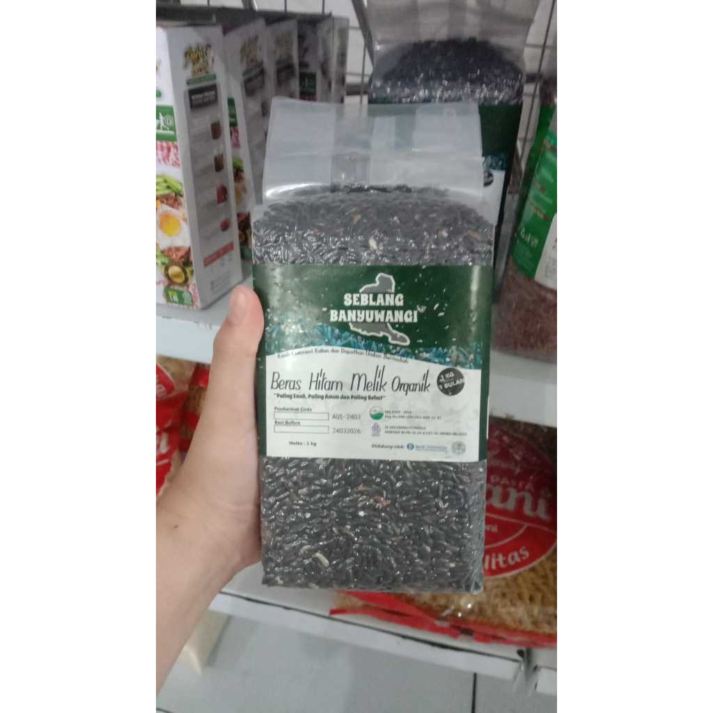 

Beras Hitam Melik Organik Merk Seblang 1kg