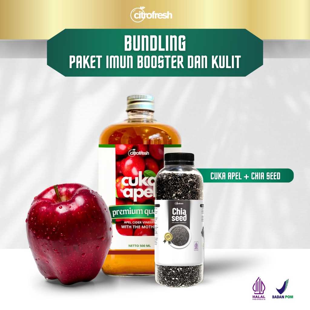 

GRATIS ONGKIR Bundling Paket Imun Booster & Kulit Citrofresh Cuka Apel Dan Chia Seed