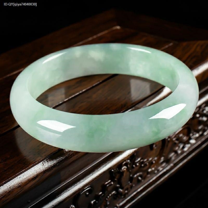 Gelang Giok Asli China Konbinasi Hijau Putih - Batu Alam Berserat Kesehatan Asli