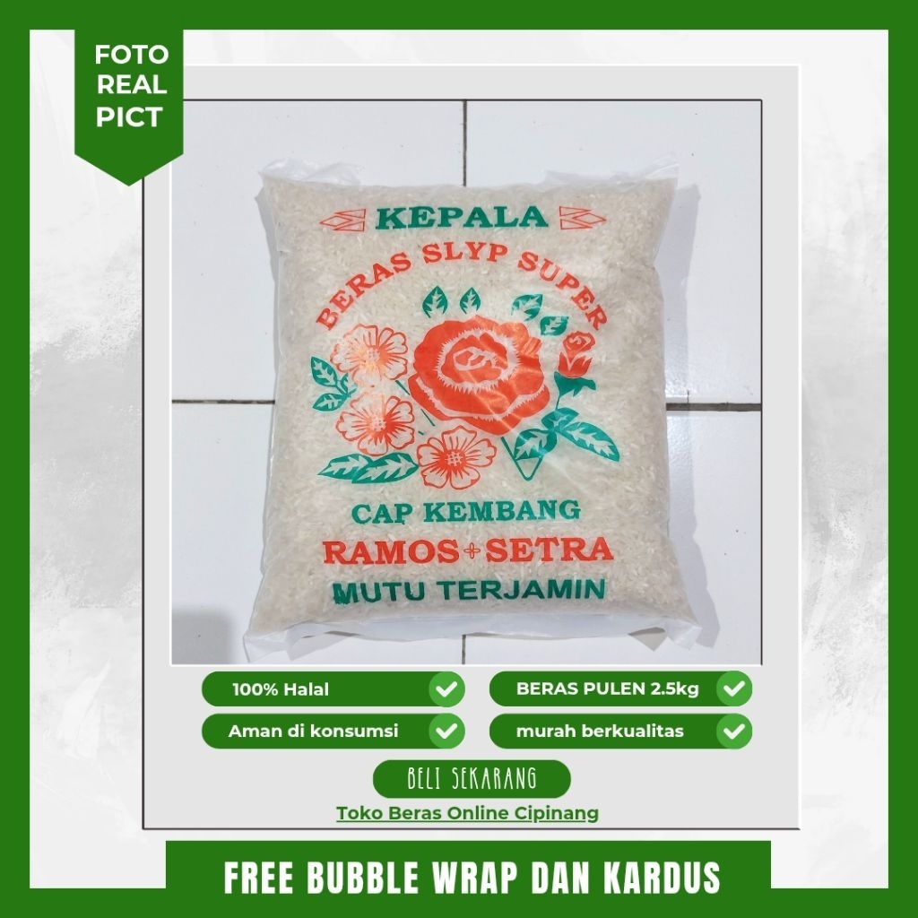 

beras pulen 2.5kg cap kembang ramos setra