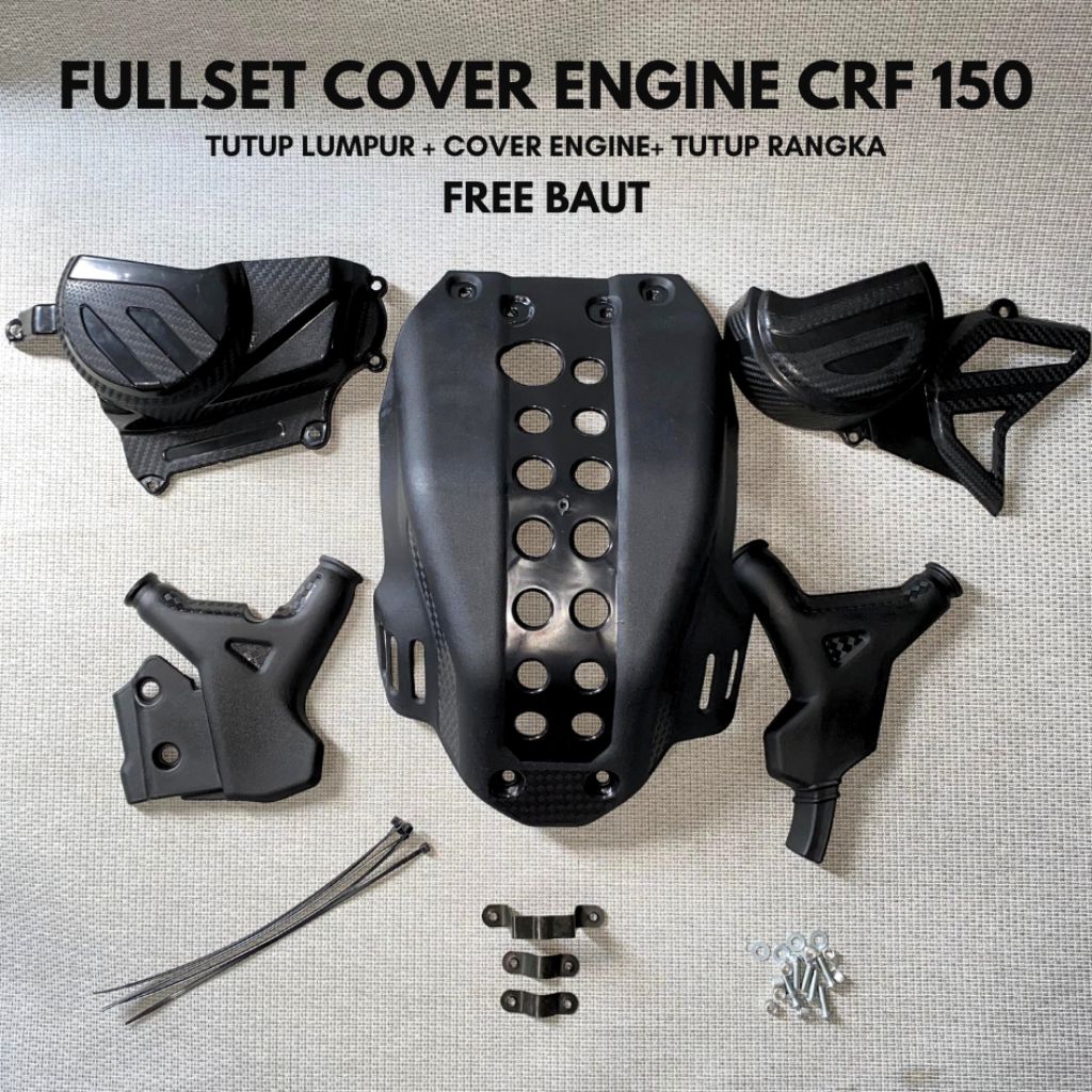 Pelindung mesin CRF 150/250 cover engine fullset warna hitam