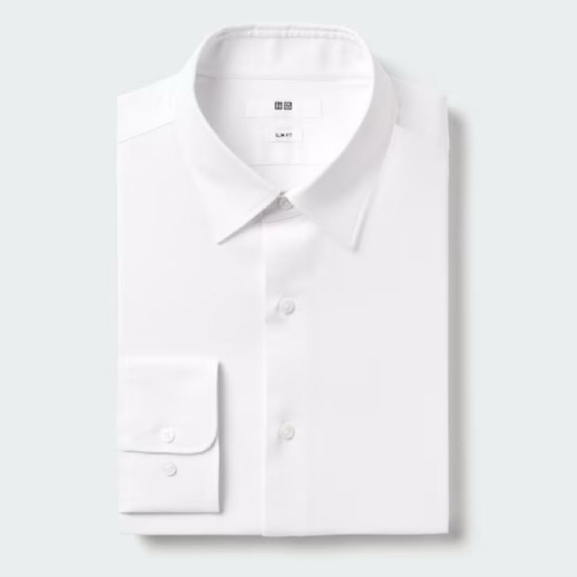 (ORIGINAL SECOND) UNIQLO Kemeja Pria Putih – Bahan Katun Premium -lengan panjang, Size m