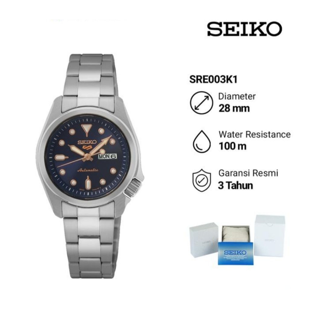 Seiko 5 Sports SRE003K1 Sports Style Automatic Jam Tangan Wanita Original