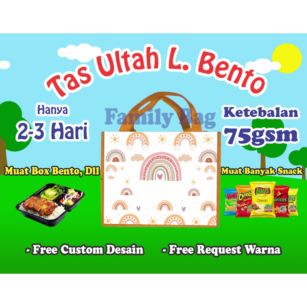 

Tas Ultah Custom/ Tas Ultah murah/Tas Ulang Tahun/Tas Souvenir/landskap Bento Mika