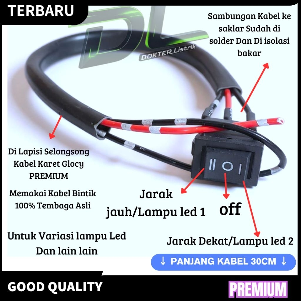 Saklar Motor Switch ON-OFF-ON 3Pin 3 kaki