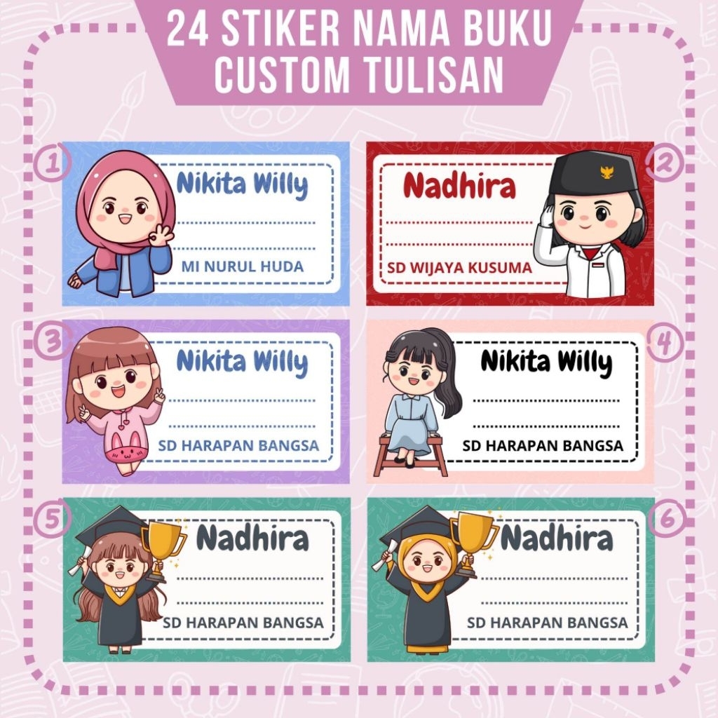 

STIKER BUKU ANAK SEKOLAH FREE DESAIN , COSTUM DESAIN, TANPA PO LANGSUNG JADI