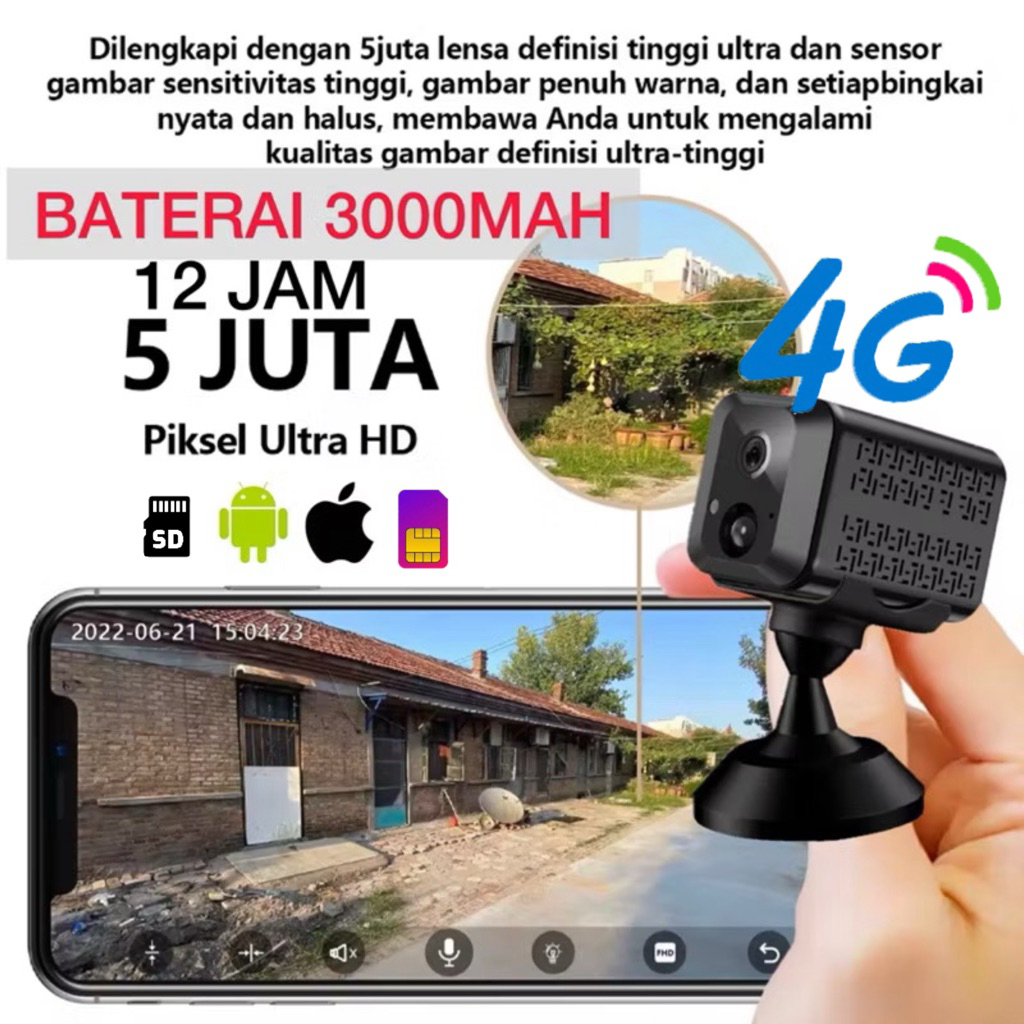 Camera 4G CCTV Mini Simcard  Pantau Jarak Jauh dari HP Spycam”