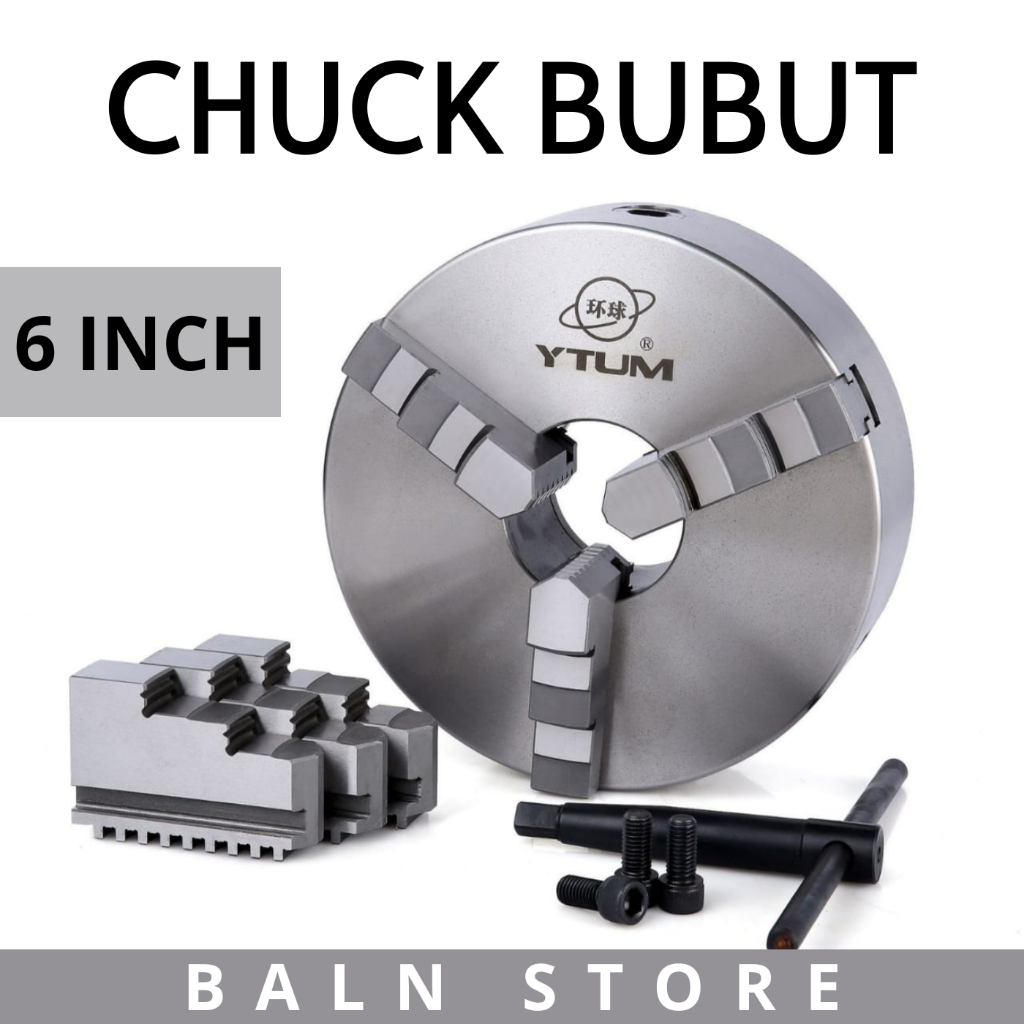 Chuck Bubut 6 inch (3 Jaw) / Claw Bubut / Catok Kepala Bubut (Bola Dunia) 6 inch