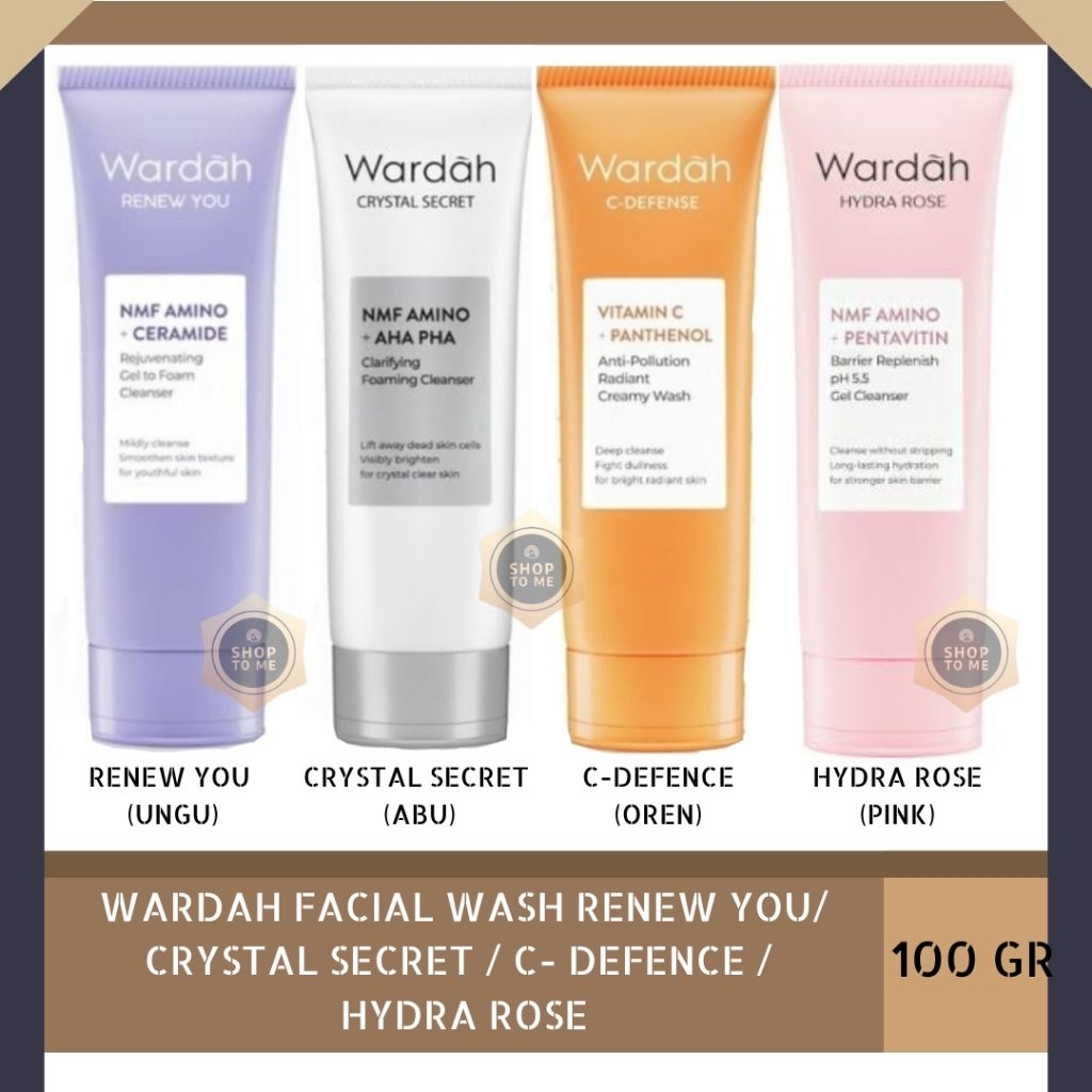 Wardah Renew You NMF Amino Ceramide / C-defense Vitamin C/ Crystal Secret AHA PHA Facial Wash Cleans