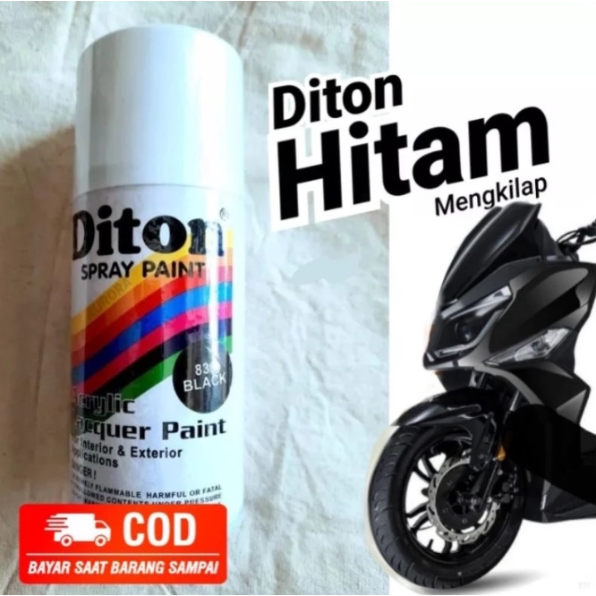 Diton Black 839 Hitam Glossy Mengkilap Kilap Gloss 300ml dan 150ml Cat Pilok Tahan Bensin Pilox Pylo