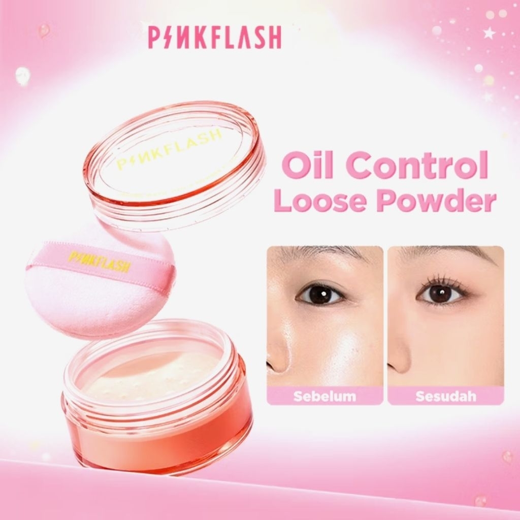 PINKFLASH oil control loose powder - bedak tabur pinkflash