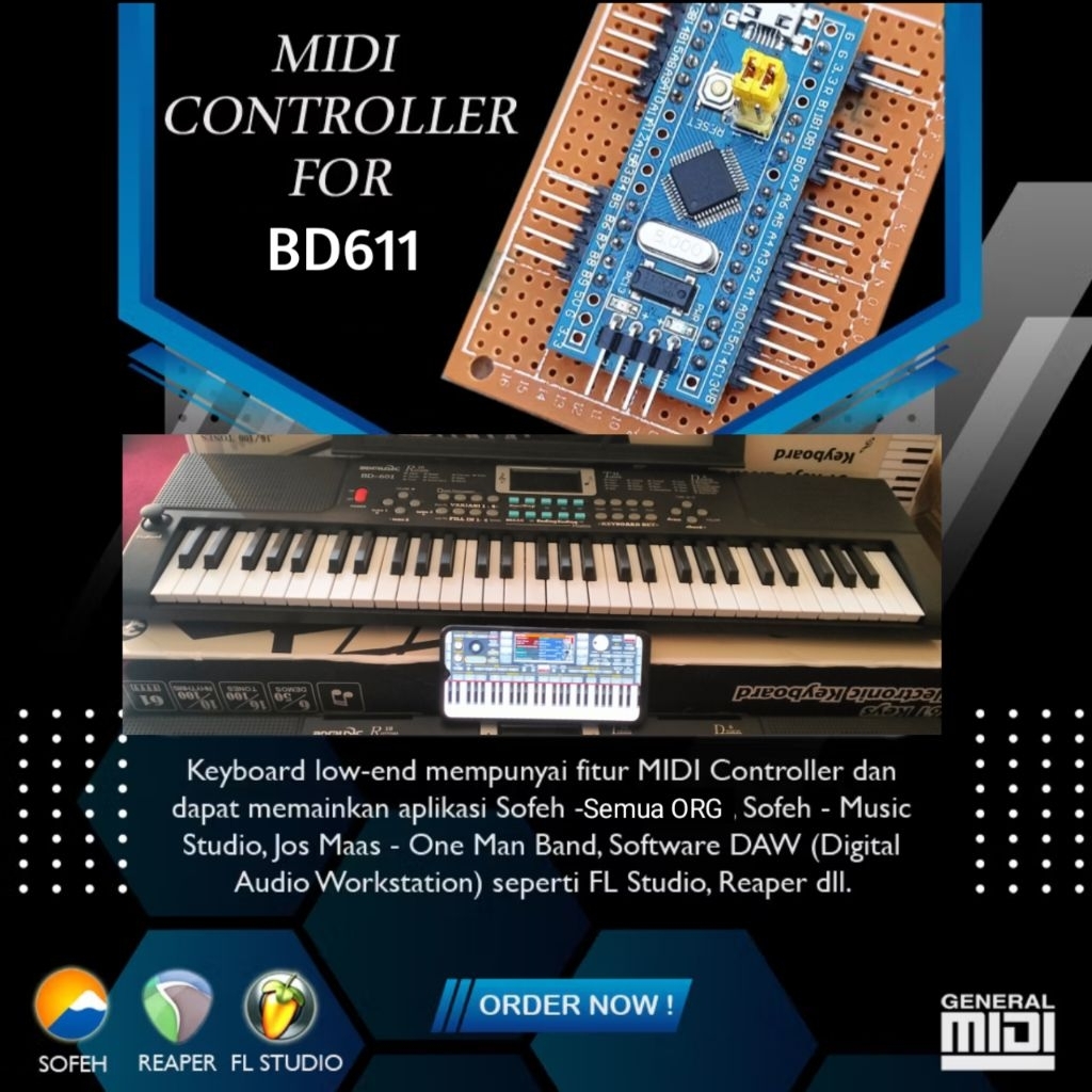 modul midi controller STM32 untuk keyboard BD 601