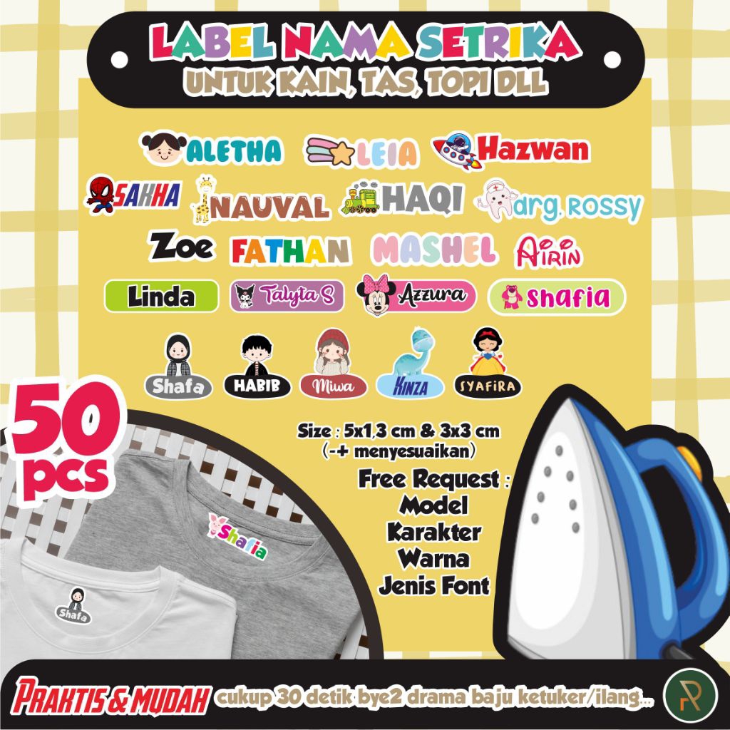 

Label Nama Baju/Kain Custom