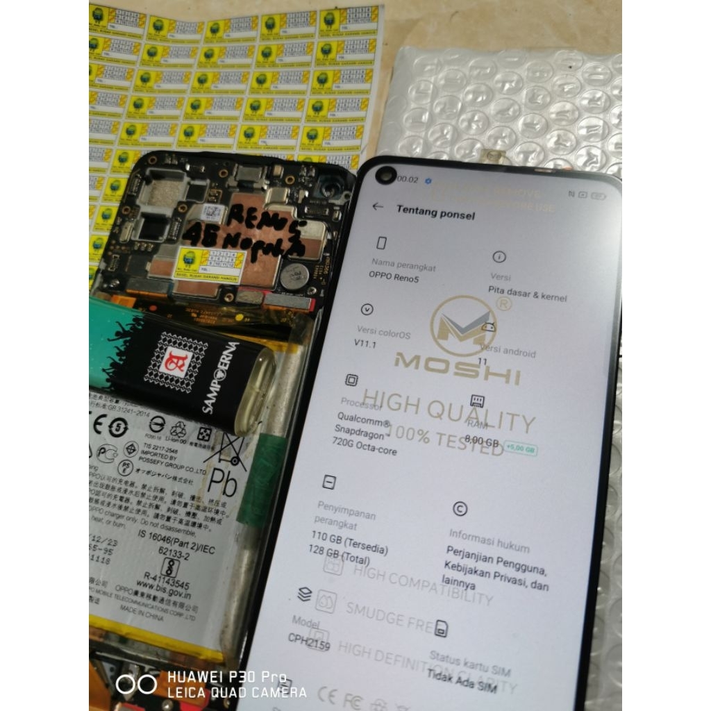 (mesin only) op po opo RENO 5 4G cph2159 ram 8 128GB normal nopola belum serpisan