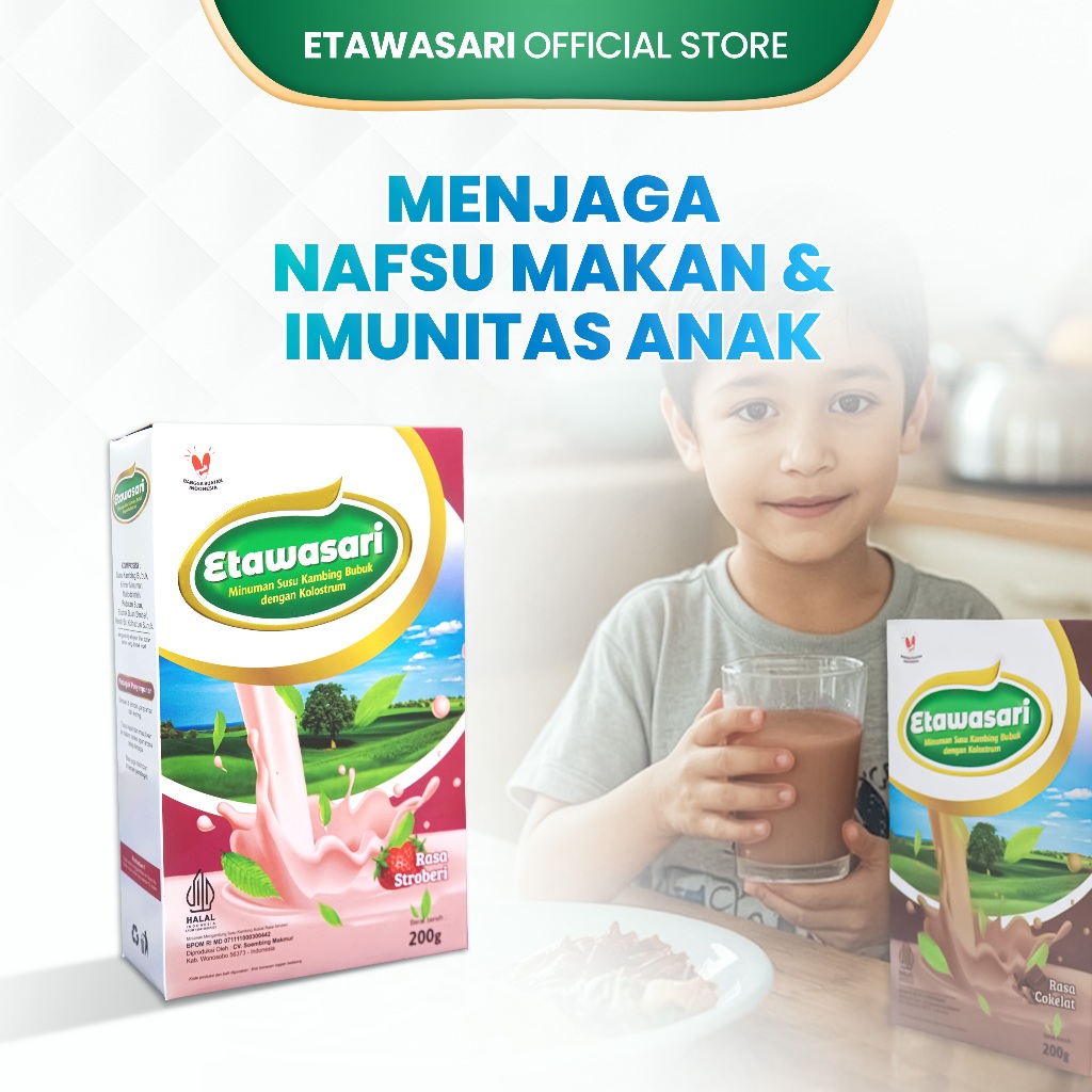 

Etawasari Susu Etawa Menjaga Nafsu Makan dan Imunitas Anak 200 Gram