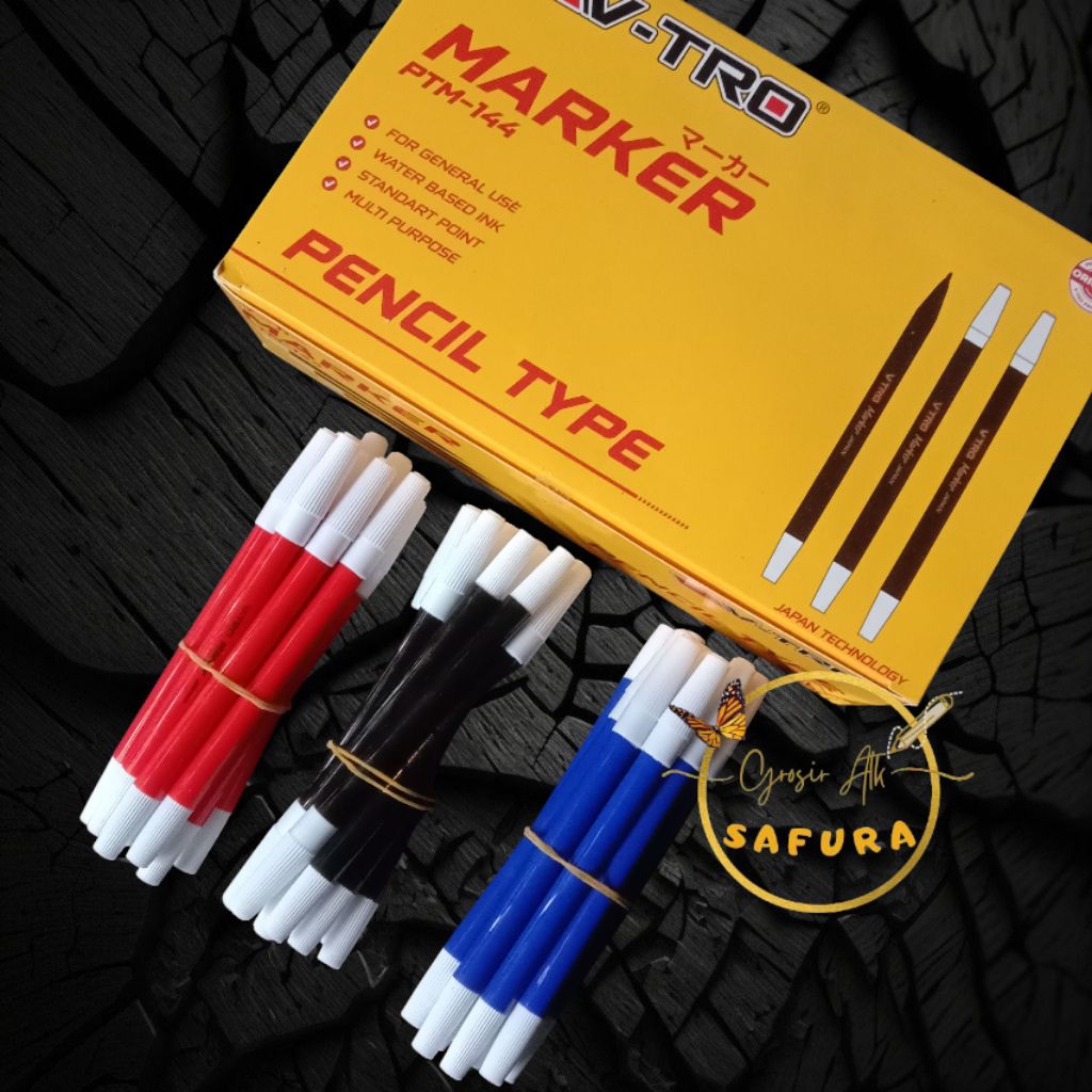 

Spidol kecil hitam merah biru 12 pcs marker spidol koreksi harga grosir