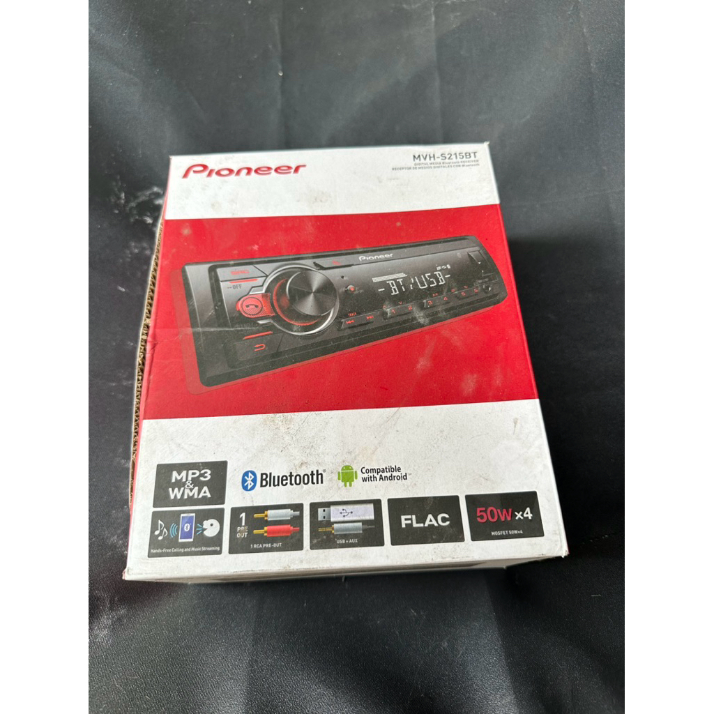 Tape Pioneer Headunit Single Din Bluetooth USB Tipe MVH-S215BT Audio Mobil Speaker Subwoofer Android