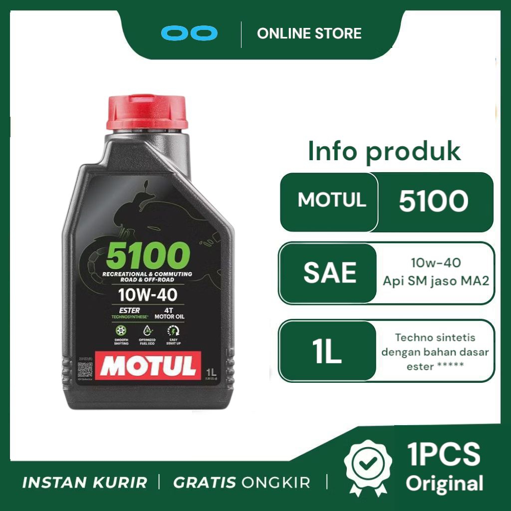 OLI ORIGINAL MOTUL 5100 Oli Motor Motul 5100 4T 10W40 1L