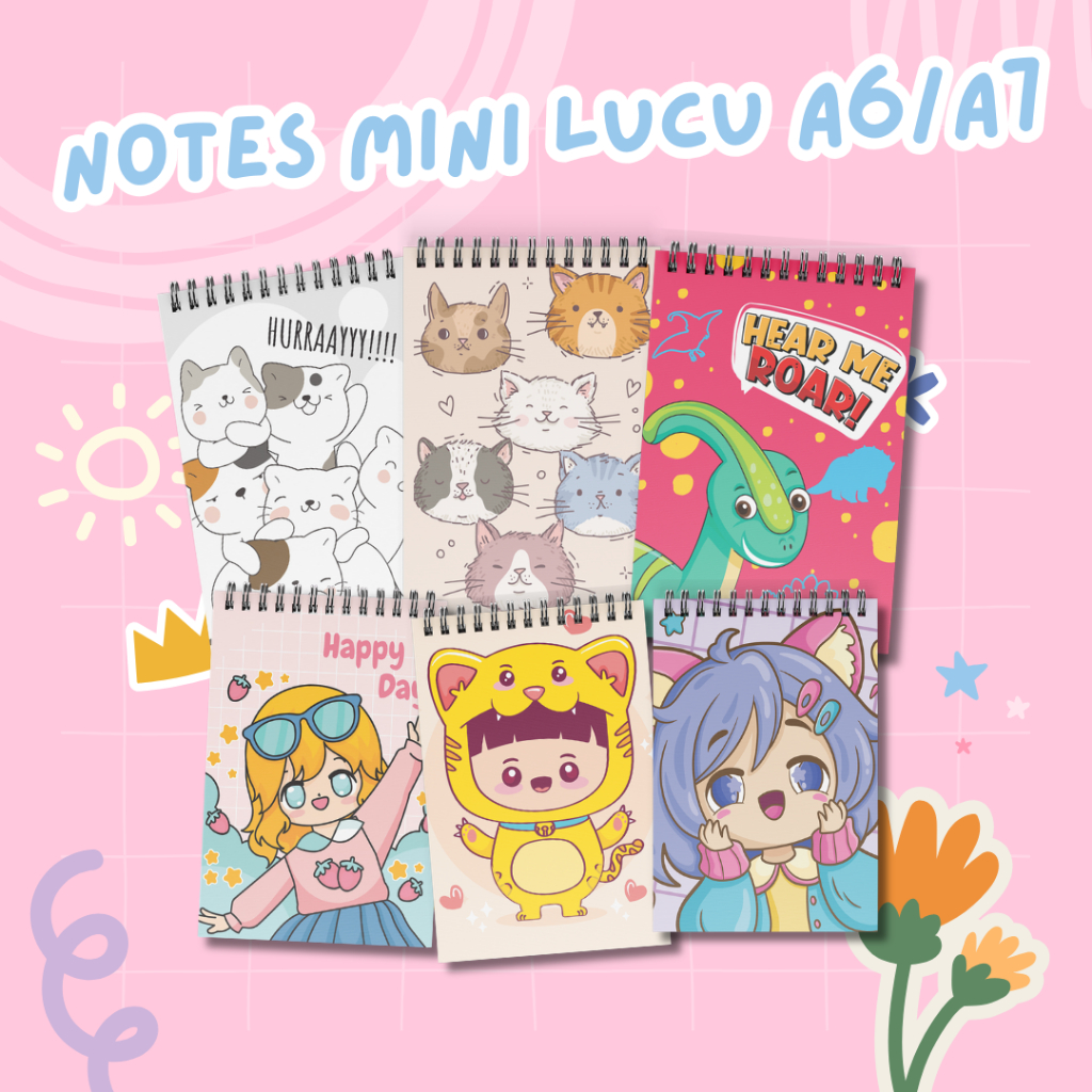 

Notebook Mini A6/A7 Motif Lucu Bisa Custom Buku Tulis Kecil Buku Catatan Kecil
