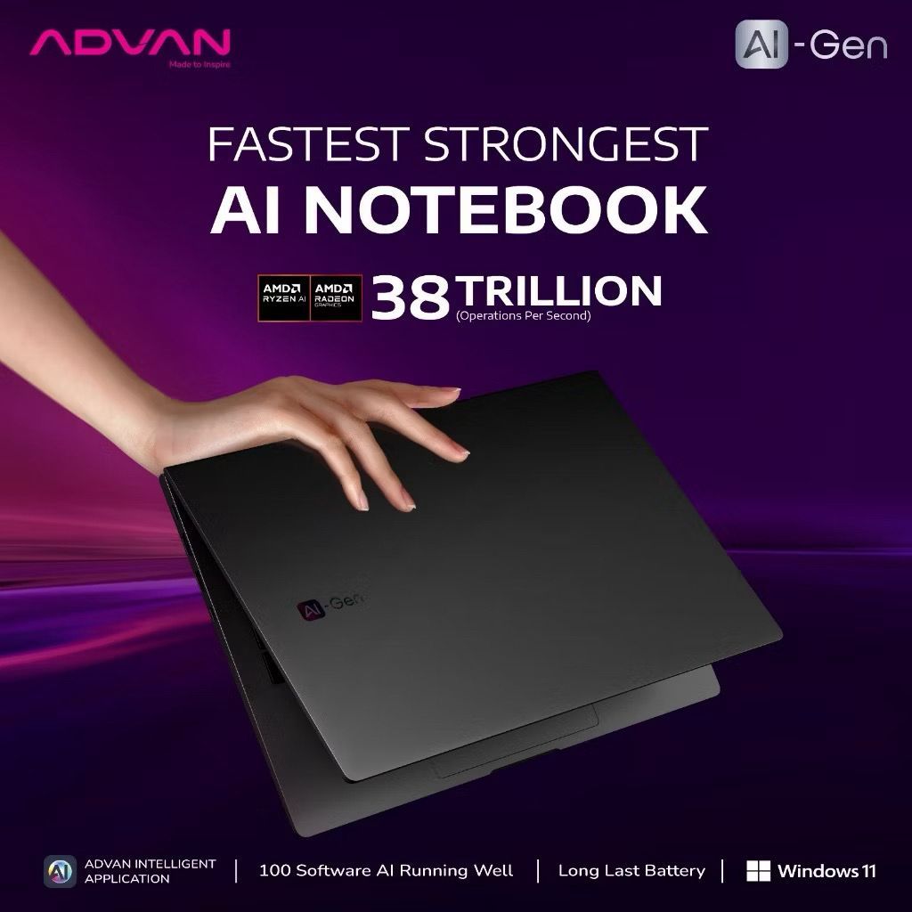 Advan AI Gen Ryzen 7 8845HS AMD Ryzen AI 14" FHD IPS 100% sRGB 16GB/512GB Laptop Notebook Free Windo
