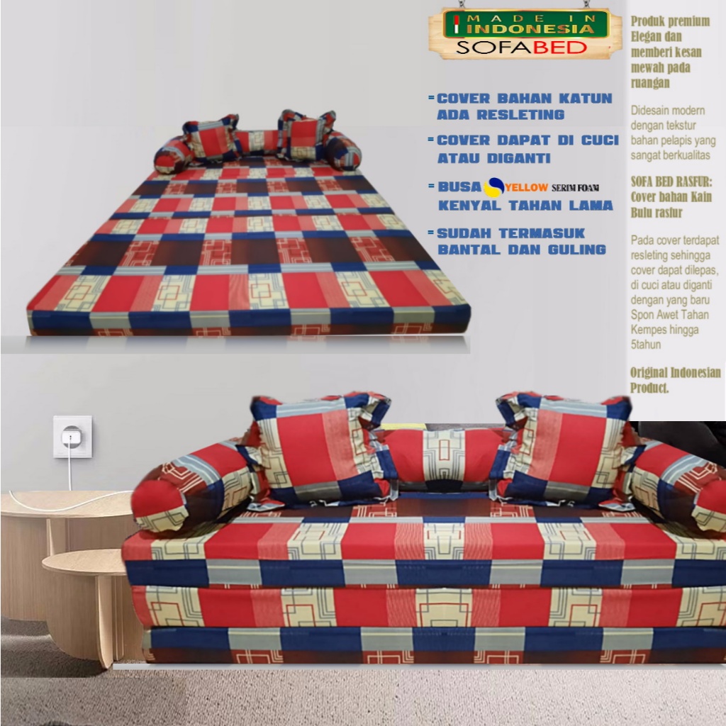 Kasur lantai lipat sofa bed motif inoac ruang tamu minimalis