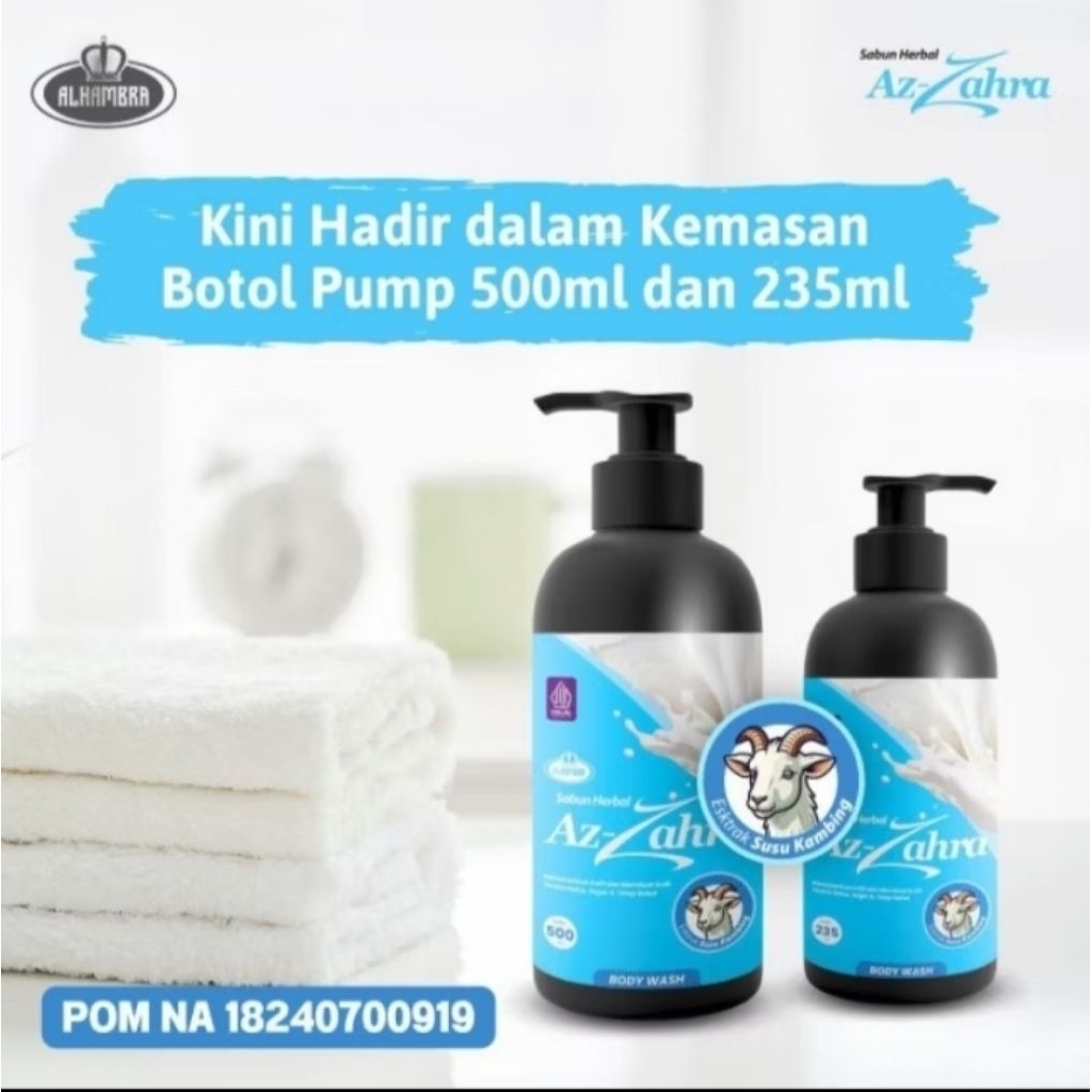 Sabun Susu Kambing Az Zahra Botol – Mencerahkan, Melembapkan, Menutrisi Kulit secara alami
