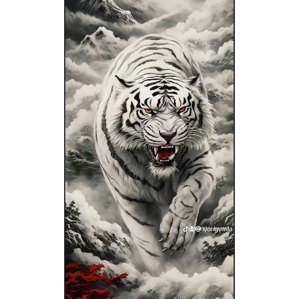 

stiker 3D harimau keren, stiker print sudah cutting, size 15 x 20 cm, anti air
