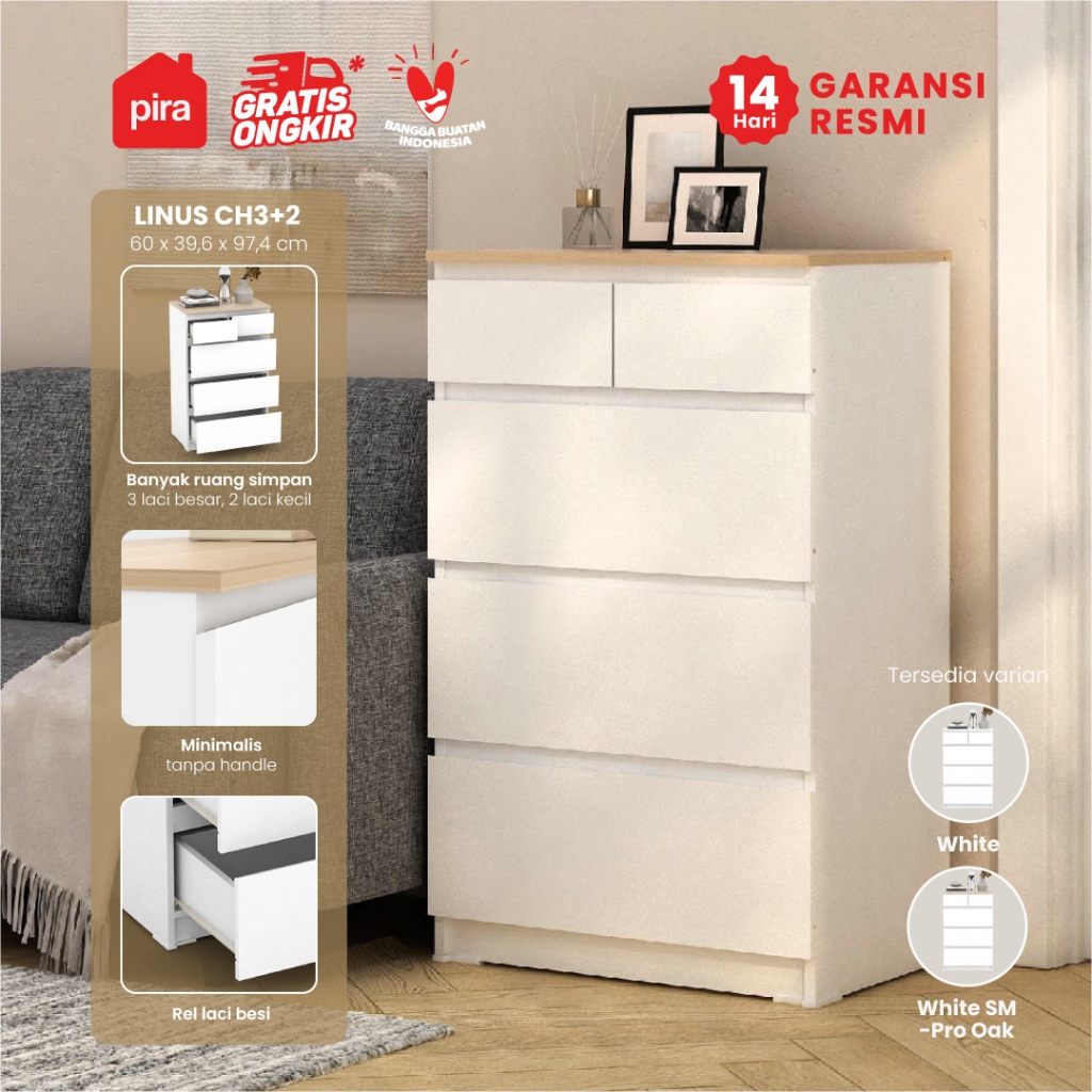 PIRA -  LINUS CH3+2 Lemari Laci / Lemari Susun / Drawer