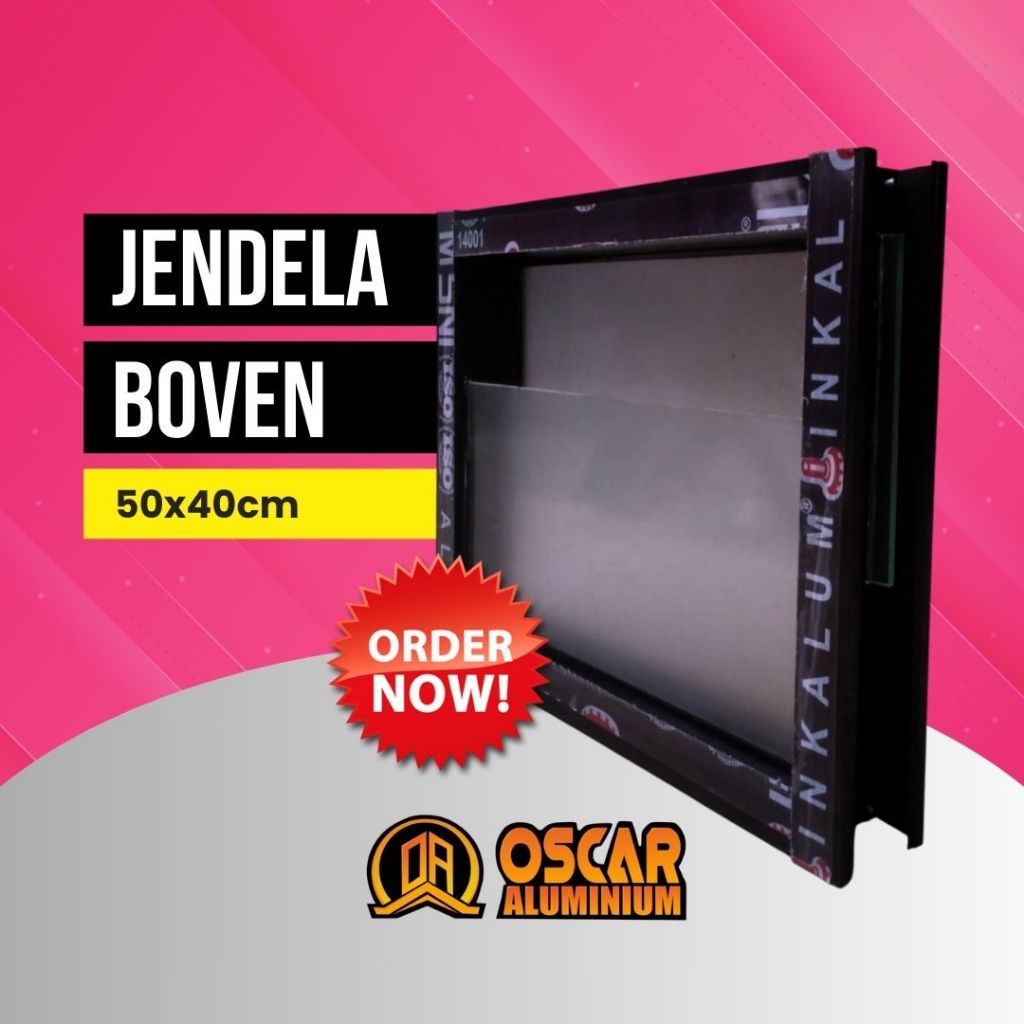 Boven Jendela Inkalum | Model Kaca Silang | Uk. 50 x 40 cm | Kaca Es 5mm