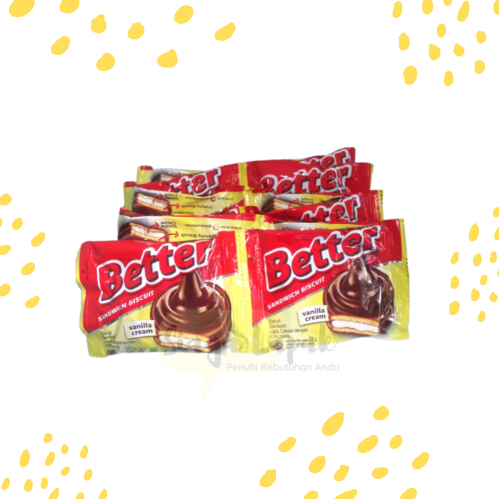 

Better Sandwich 27gr 1 BOX ISI 10pcs Biskuit Coklat Vanilla Cream [BELI BANYAK LEBIH MURAH]