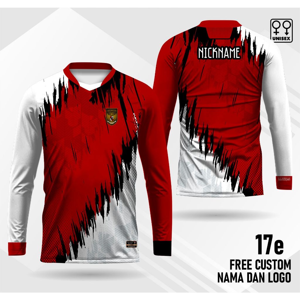 Kaos Merah Putih Jersey Merah Putih Hut Ri Jersey 17 Agustus Jersey Indonesia Lengan Panjang