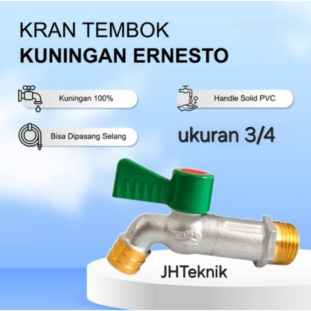 Kran Tembok Kuningan 3/4 Ernesto/Kran Air Full Kuningan 3/4 inch ERNESTO