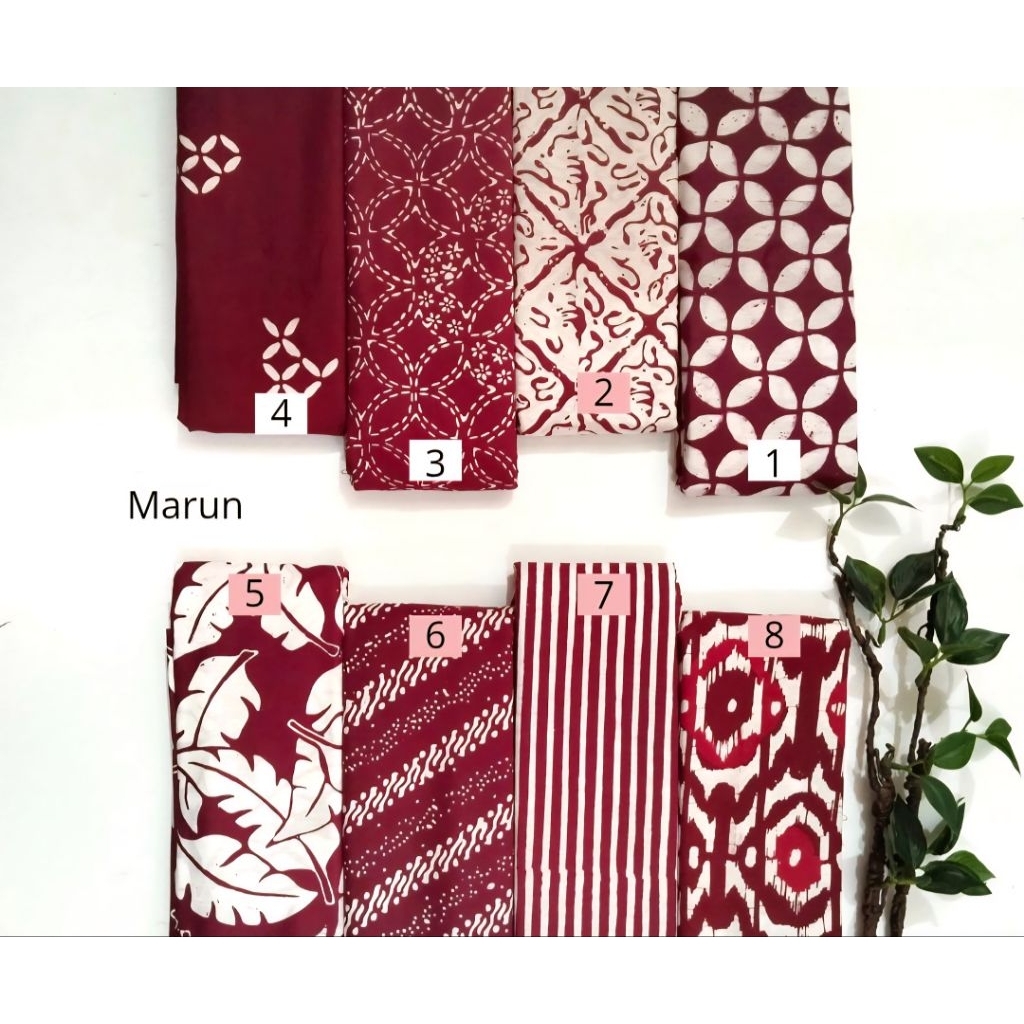 Kain Batik Cap Premium Warna Merah Marun Maroon Exclusive