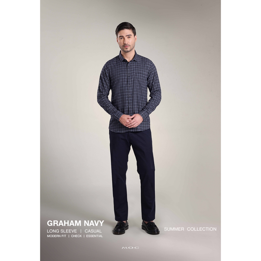 MOC Kemeja Lengan Panjang Pria GRAHAM - NAVY