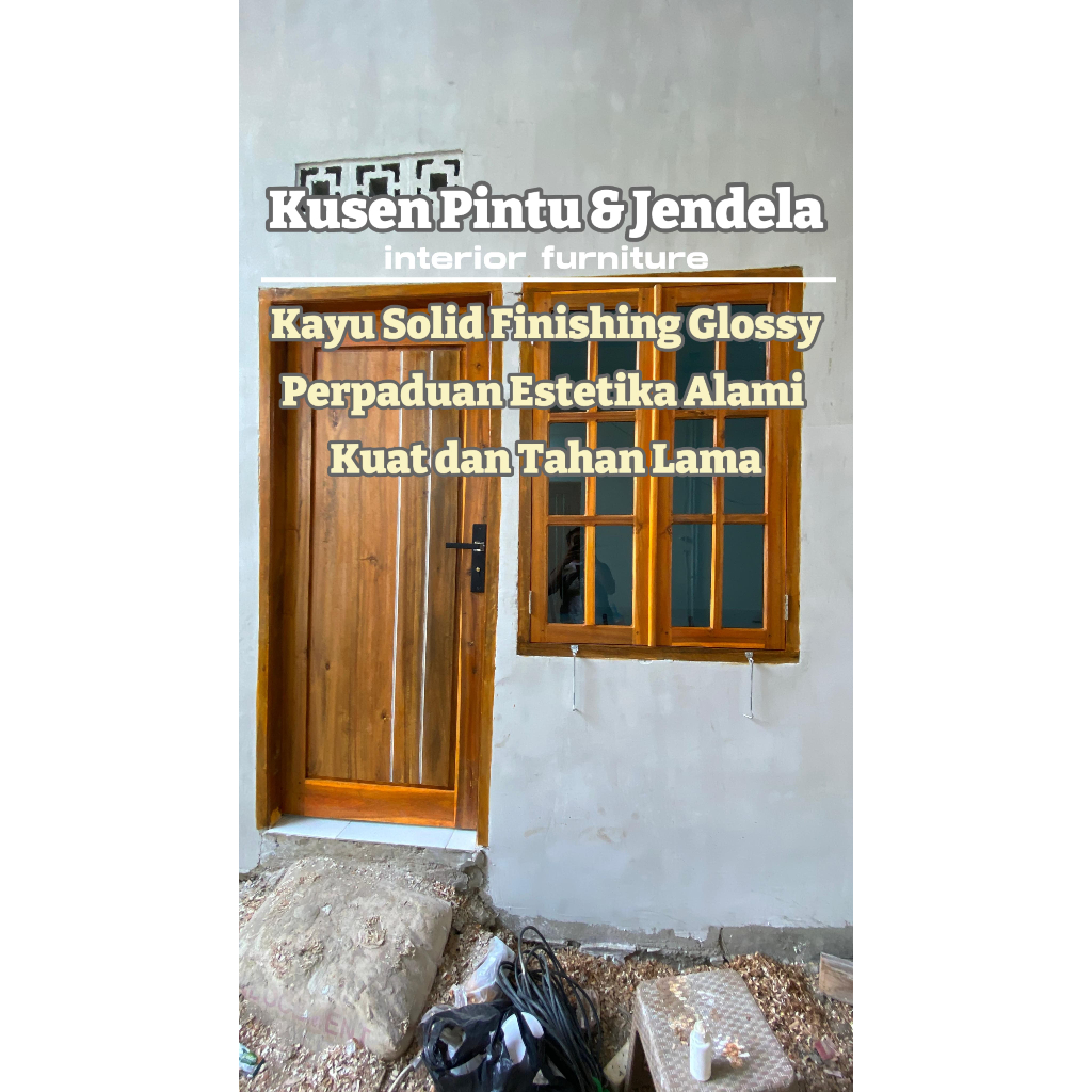 CUSTOM PINTU DAN JENDELA KAYU ASLI FINISHING PLITUR GLOSSY NATURAL