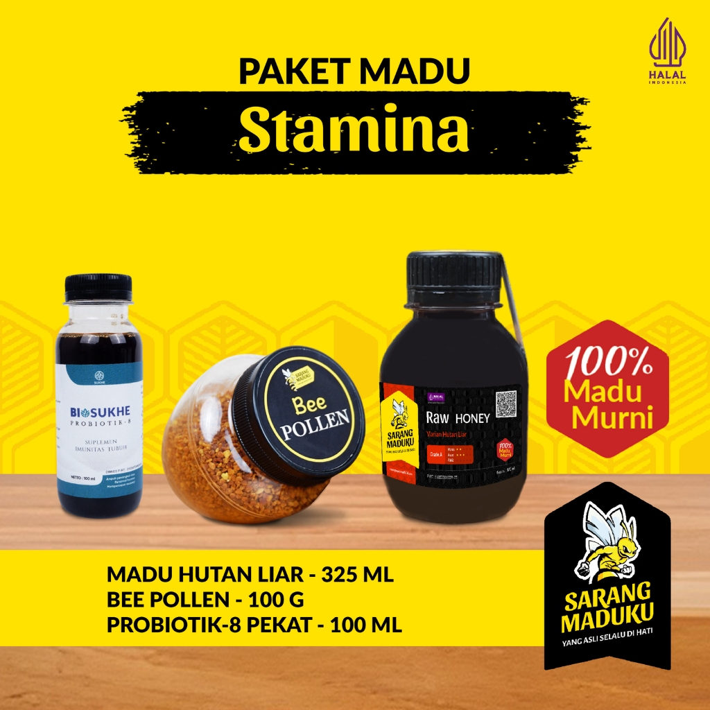 

Sarang Maduku Madu Stamina Pria Dewasa Asli Murni Raw Honey Biosukhe 8 Beepollen 100GR Hutan Liar 125ML