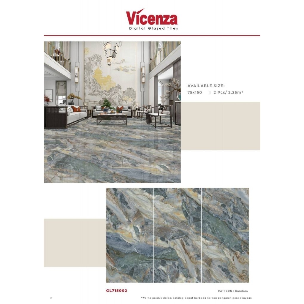 GRANIT MEREK VICENZA TYPE DIGITAL GLAZED TILES GL715002 UKURAN 75X150