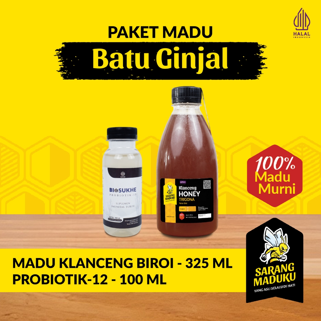

Sarang Maduku Madu Klanceng Biroi 325ML dan Biosukhe 12 Madu Batu Ginjal Asli Murni Raw Honey