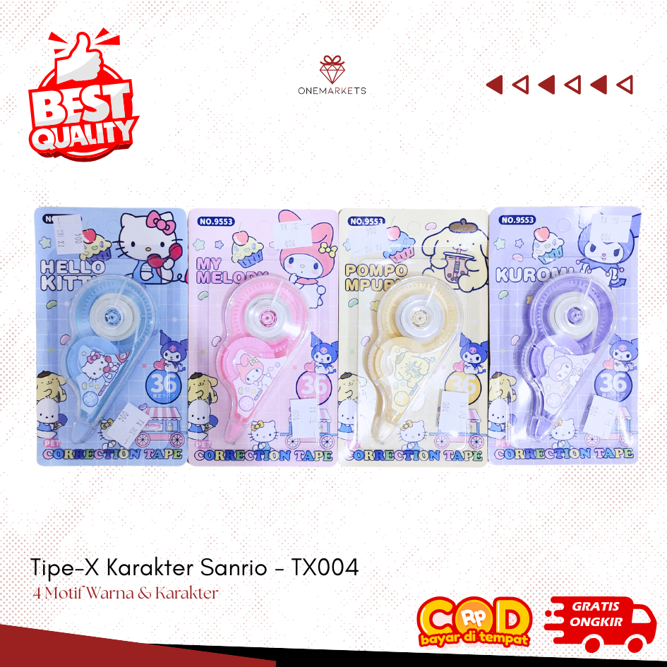 

Tipex Karakter Sanrio / Tip X Kering Kuromi / Correction Tape Tipx Roll / Perlengkapan Alat Tulis Sekolah - TX004