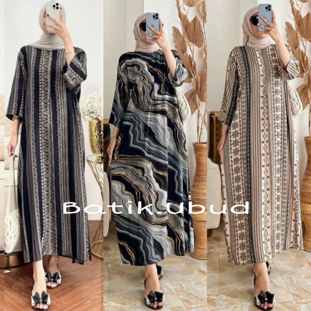 Daster Gamis Rayon Kekinian Motif Lengan 3/4 - Daster Lengan 3/4 Kekinian - Daster 3/4 Terlaris