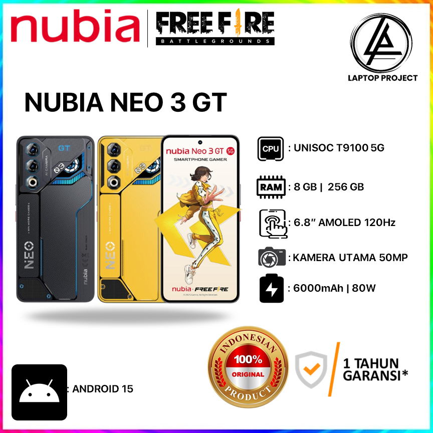 ZTE Nubia Neo 3 GT 5G 8/256GB Unisoc T9100 Garansi Resmi - Nubia Neo 3 GT 8GB 256GB