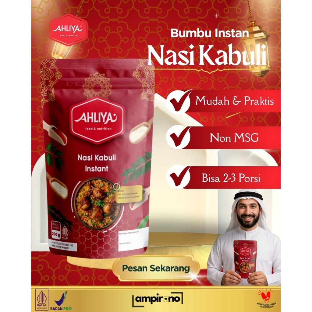 

Nasi KABULI AHLIYA Instan | RICE COOKER | Beras Basmati Bumbu Lengkap 200gr (2-4 Porsi)