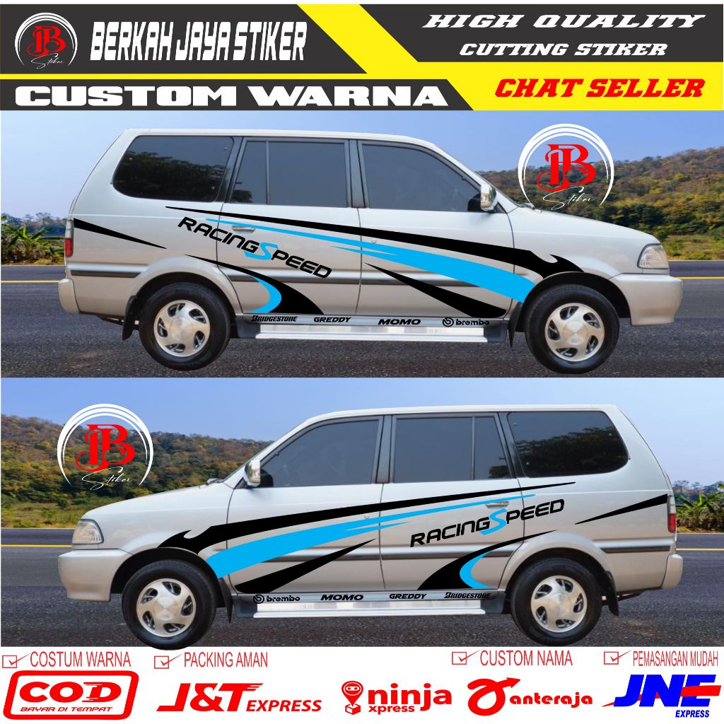 2pcs kanan kiri Sticker stiker mobil toyota kijang stiker list body samping side line terbaru