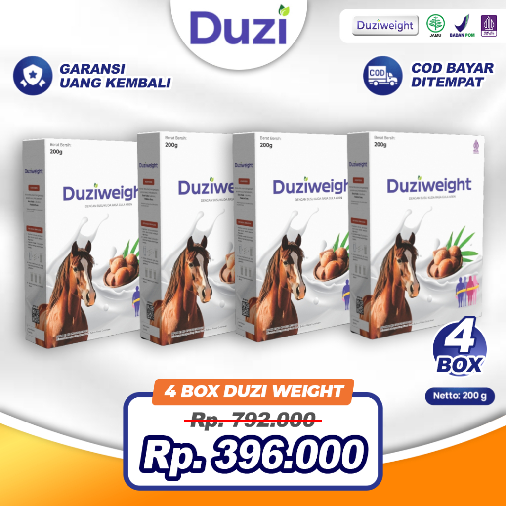

Duzi Weight Susu Kuda Murni Penambah Berat Badan 200 Gram 4 Box