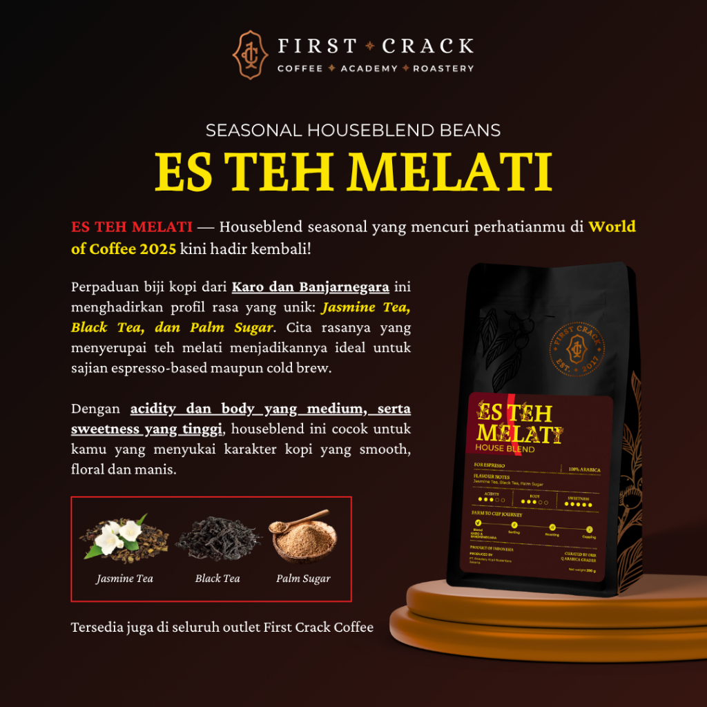 

Biji Kopi Es Teh Melati - Houseblend 1KG