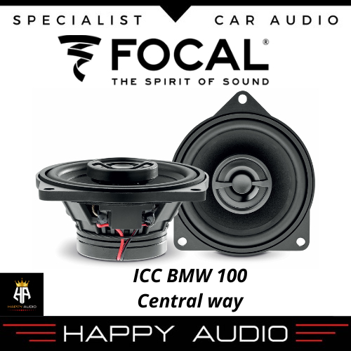 Focal ICC BMW 100 Speaker Coaksial Tengah Woofer Polyglass Hitam Tweeter Kubah Terbalik Aluminium/Ma